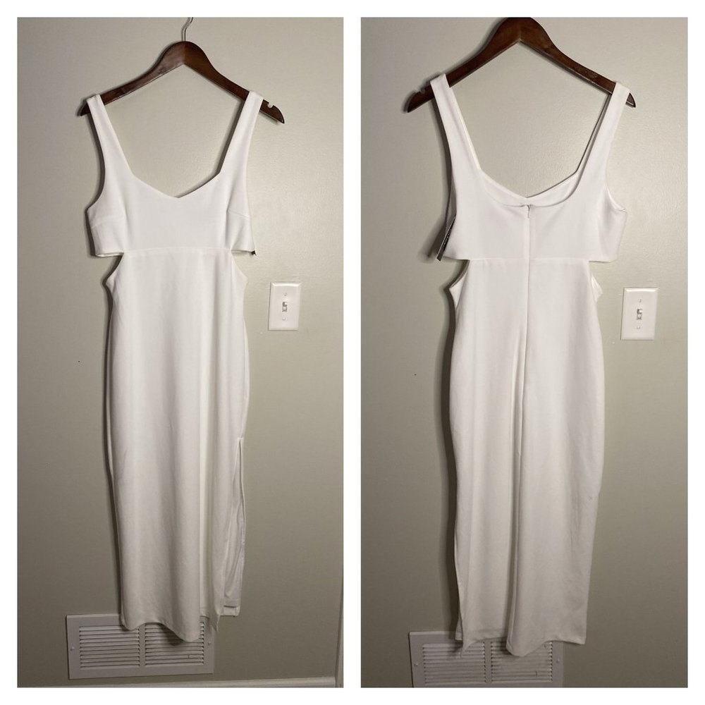 Elegant White Cut-Out Midi Dress